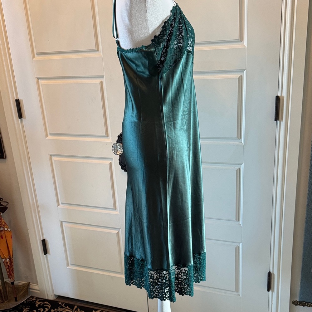 Cabernet Lace Trim Chemise in Deep Green/Teal - Picture 2 of 7